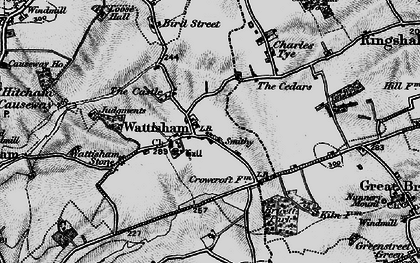 Old map of Wattisham Airfield in 1896