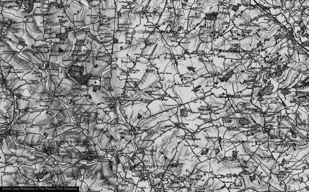 Old Map of Wattisham Stone, 1896 in 1896