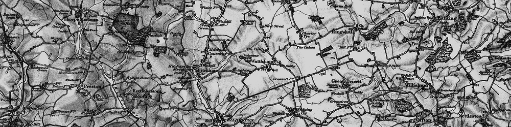 Old map of Wattisham Stone in 1896