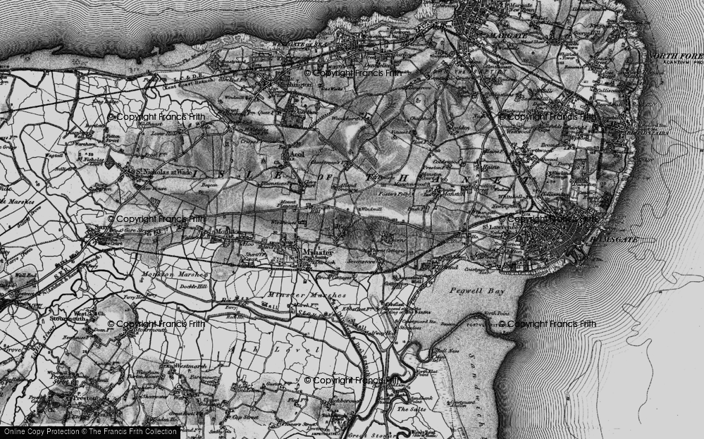 Old Map of Historic Map covering Kent International Airport in 1895