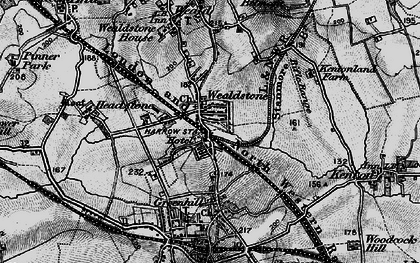 Old map of Wealdstone in 1896