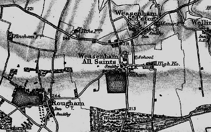 Old map of Weasenham All Saints in 1898