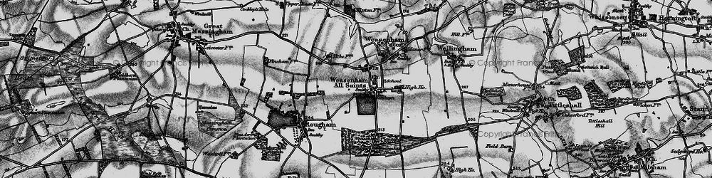 Old map of Weasenham All Saints in 1898