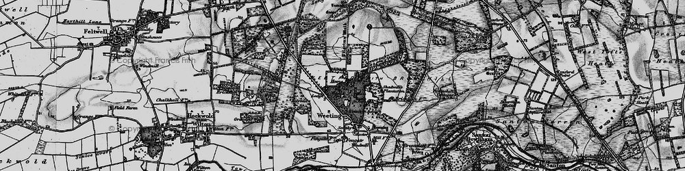 Old map of Weeting in 1898