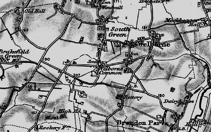 Old map of Welborne Common in 1898