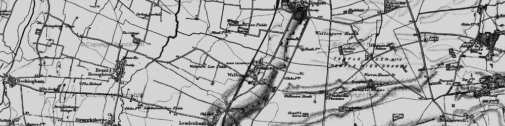 Old map of Welbourn in 1899