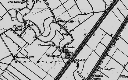 Old map of Welney in 1898