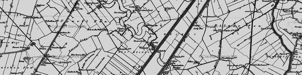 Old map of Welney in 1898