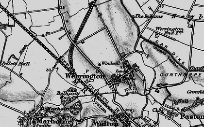 Old map of Werrington in 1898