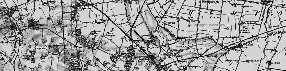 Old map of Werrington in 1898