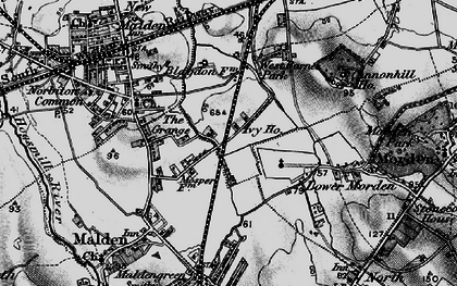 Old map of West Barnes in 1896