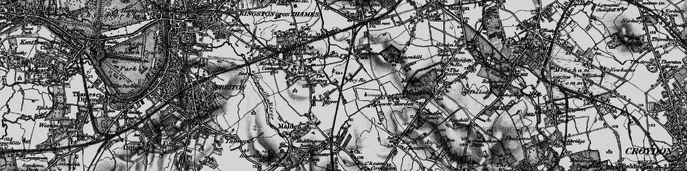 Old map of West Barnes in 1896