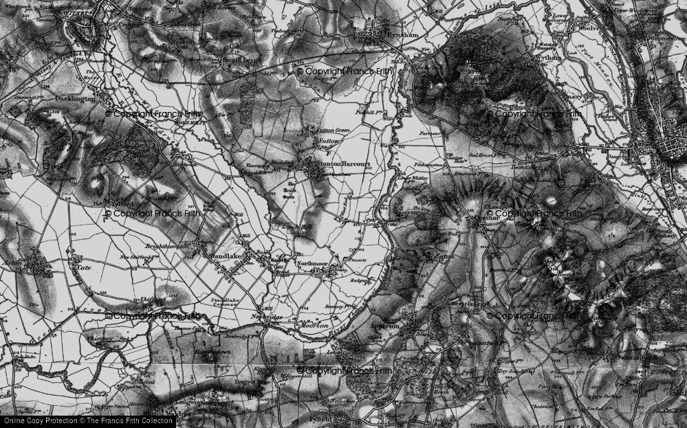 Old Map of Historic Map covering Bablock Hythe in 1895