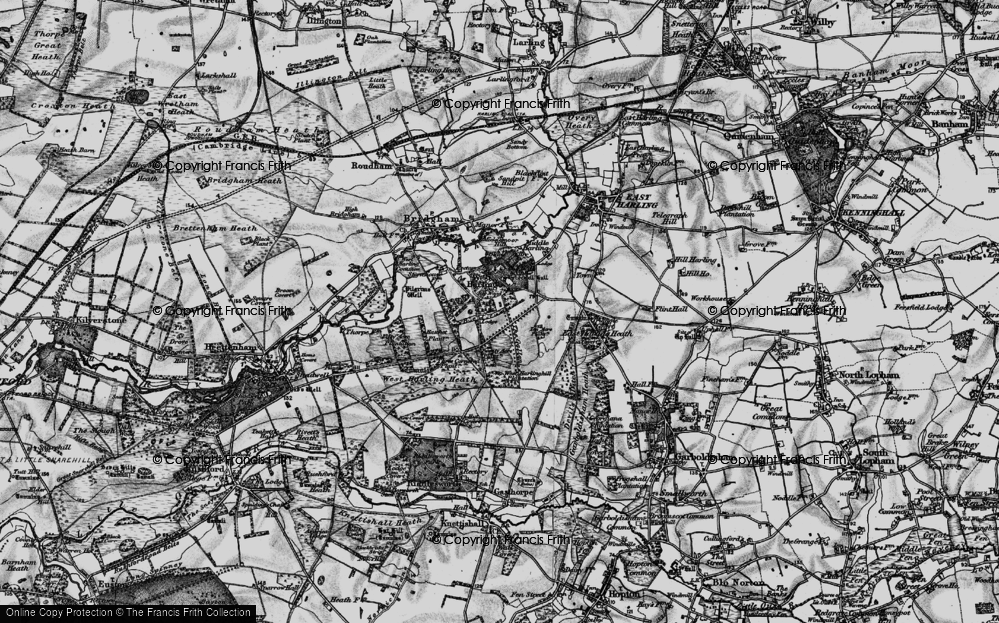 Old Map of West Harling, 1898 in 1898