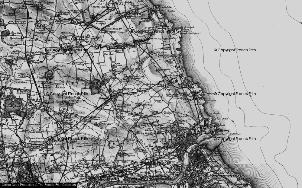 Old Map of West Monkseaton, 1897 in 1897