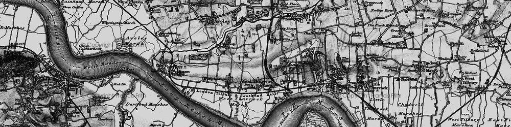 Old map of West Thurrock Marshes in 1896