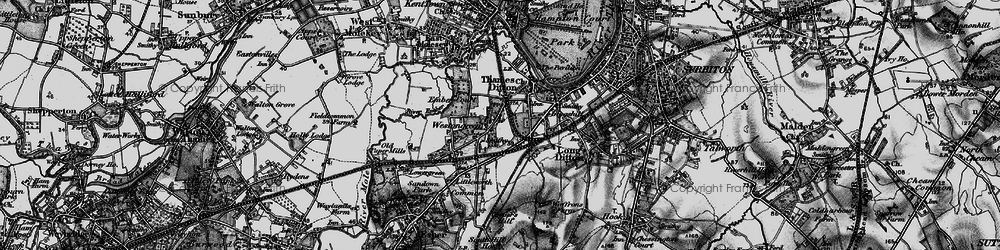 Old map of Weston Green in 1896