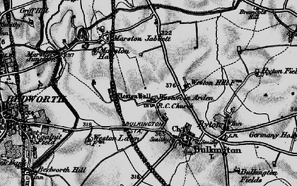 Old map of Weston in Arden in 1899
