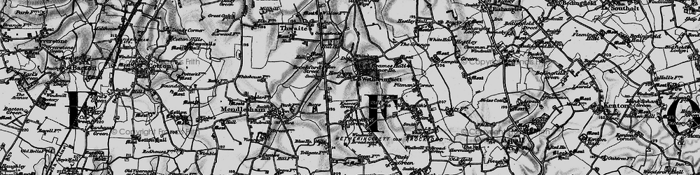 Old map of Wetheringsett Hall in 1898