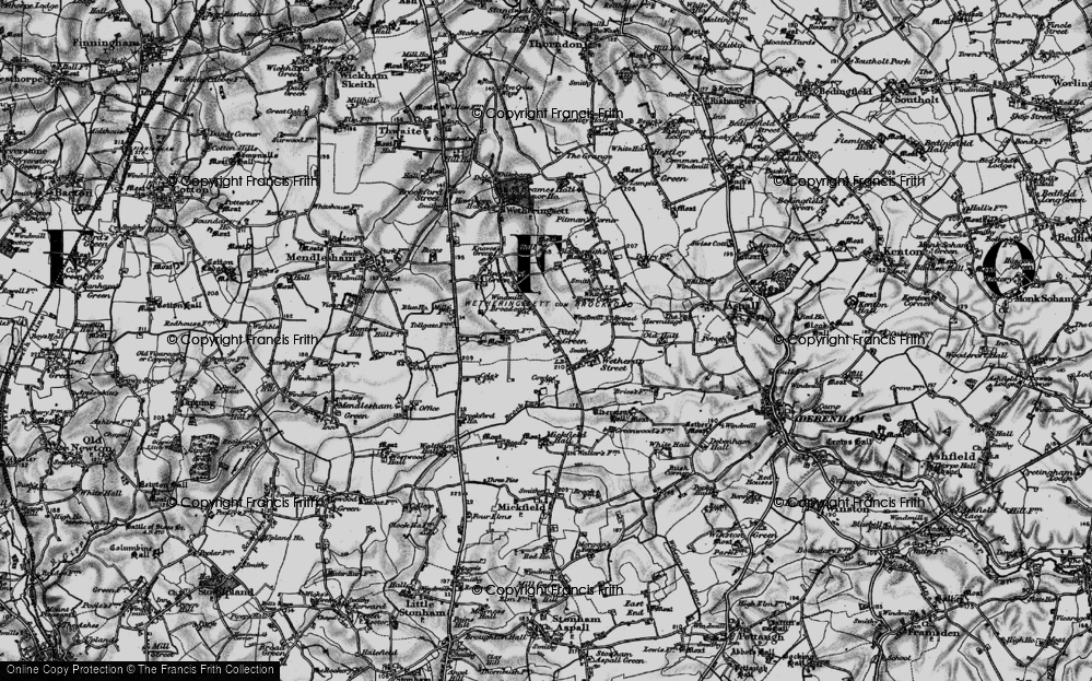 Old Map of Historic Map covering Brockford Ho in 1898