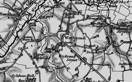 Old map of Weybread in 1898