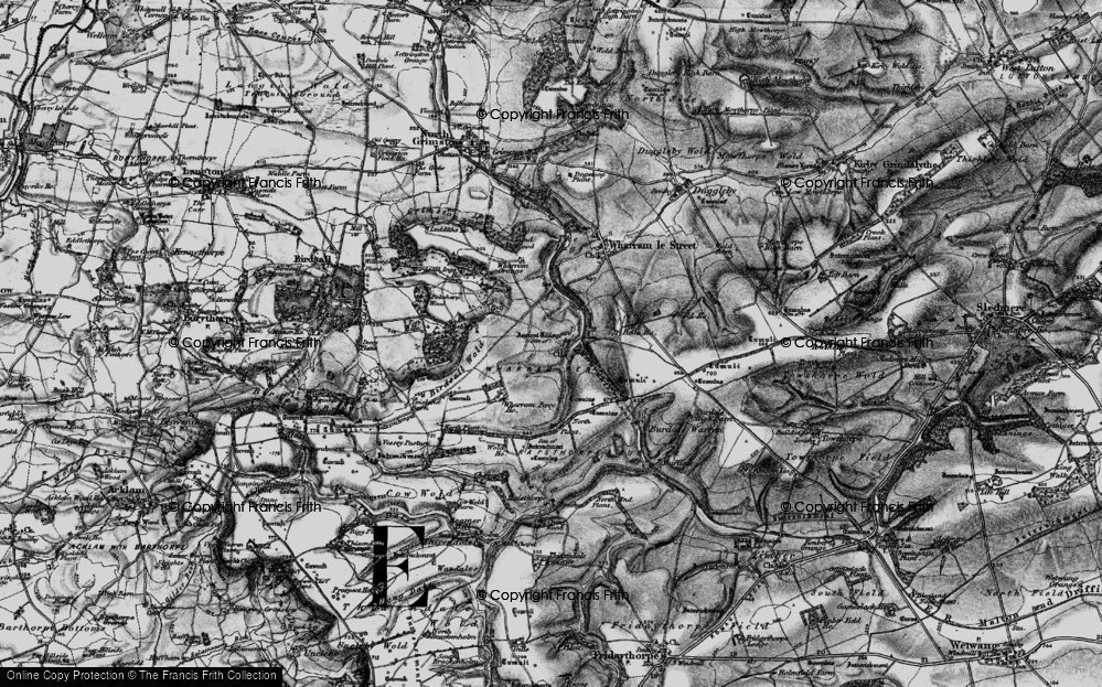 Old Map of Historic Map covering Wharram Percy Village in 1898