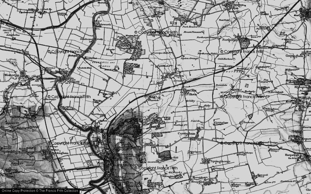 Old Map of Historic Map covering Thonock Lane Fm in 1895