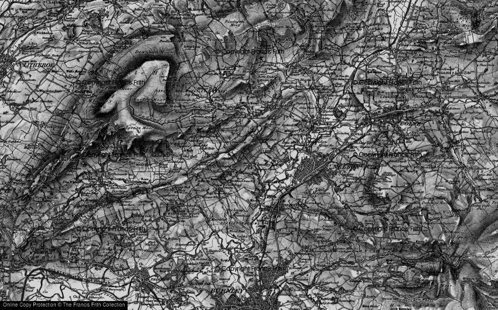 Old Map of Historic Map covering Cuckstool Lane Top in 1898