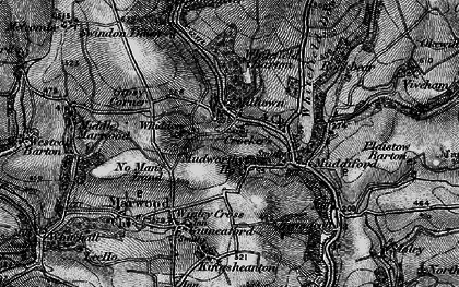 Old map of Whiddon in 1898