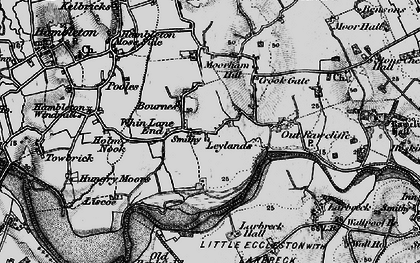 Old map of Whin Lane End in 1896