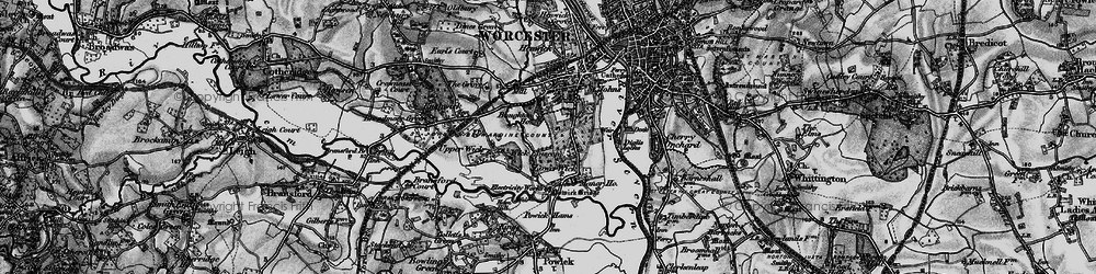 Old map of Wick Episcopi in 1898