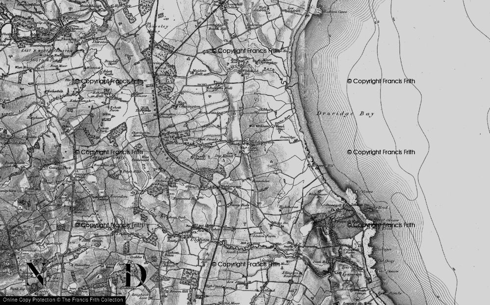 Old Map of Historic Map covering Druridge Bay in 1897