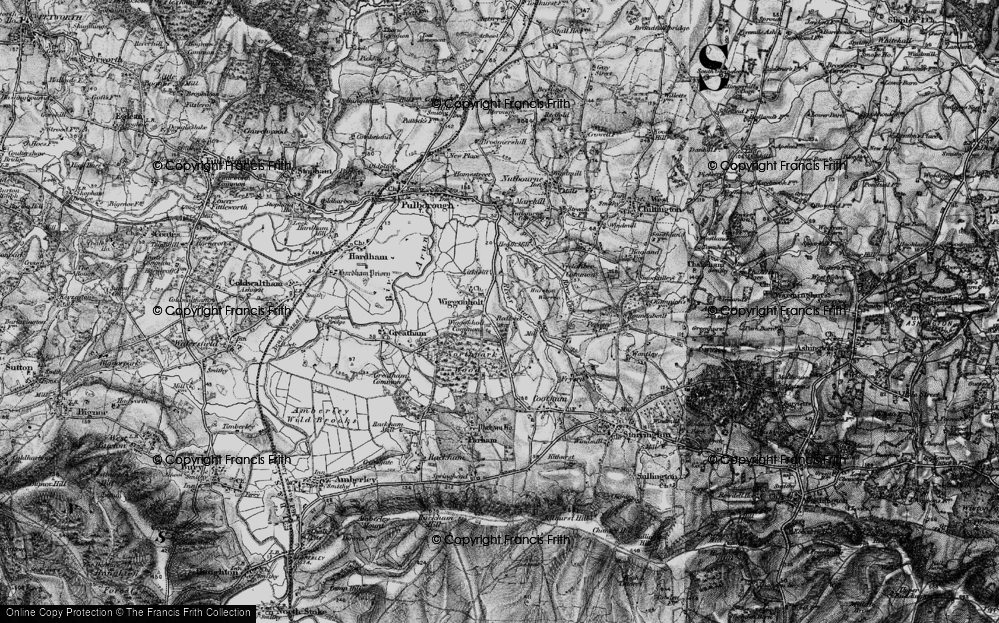 Old Map of Historic Map covering Wiggonholt Common in 1895