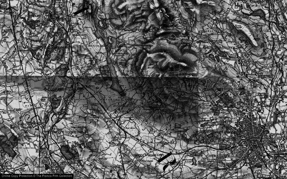 Old Map of Historic Map covering Rivington Moor in 1896