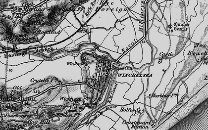 Old map of Winchelsea in 1895