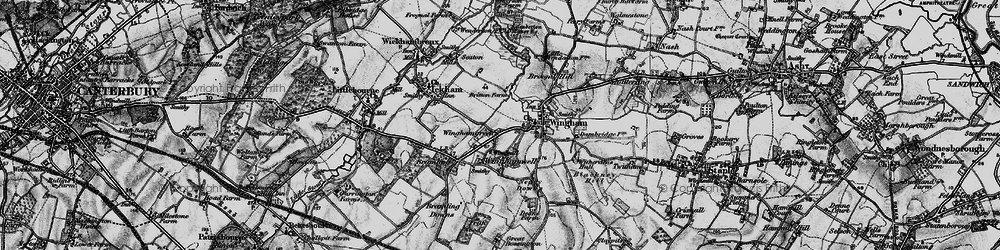 Old map of Wingham Green in 1895