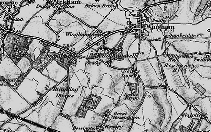 Old map of Wingham Well in 1895