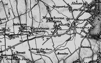 Old map of Winterborne Zelston in 1895