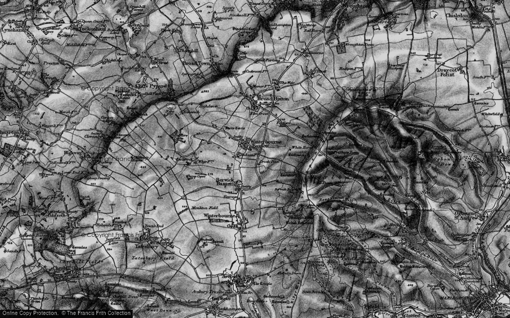 Old Map of Historic Map covering Berwick Bassett Clump in 1898