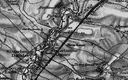 Old map of Winterbourne Gunner in 1898