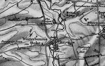 Old map of Winterbourne Stoke Group (Tumuli) in 1898