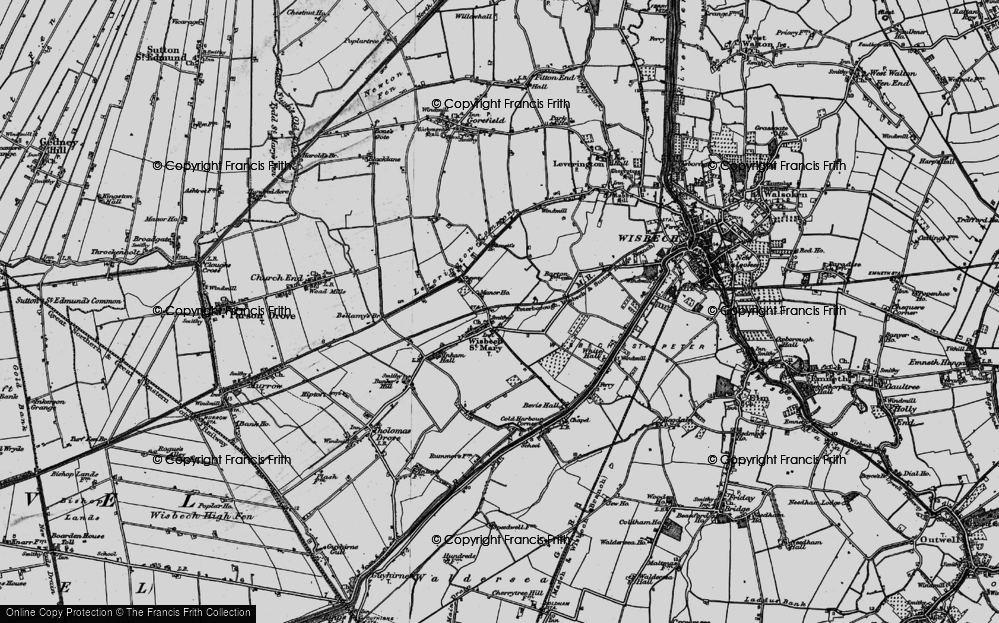 Old Map of Historic Map covering Leverington Common in 1898