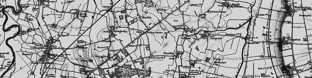 Old map of Witham St Hughs in 1899