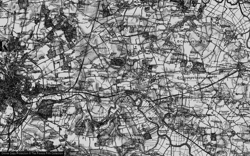 Old Map of Historic Map covering Brundall Gardens in 1898