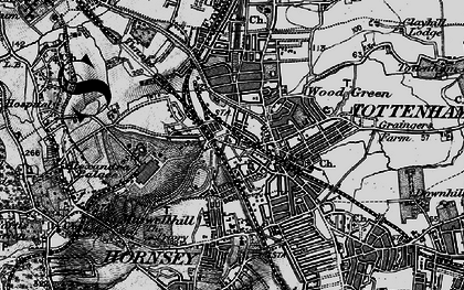Old map of Wood Green in 1896