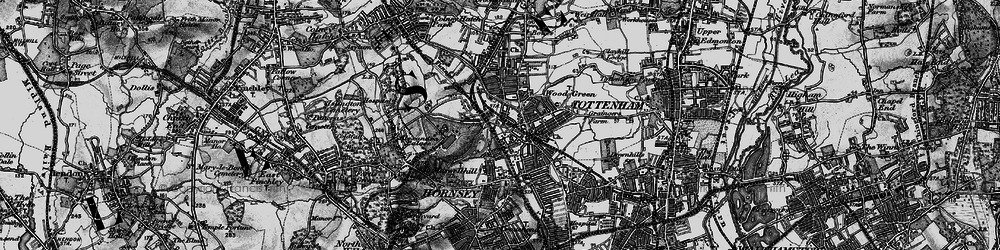 Old map of Wood Green in 1896
