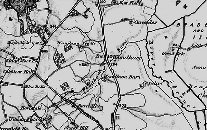 Old map of Woodham Burn in 1897