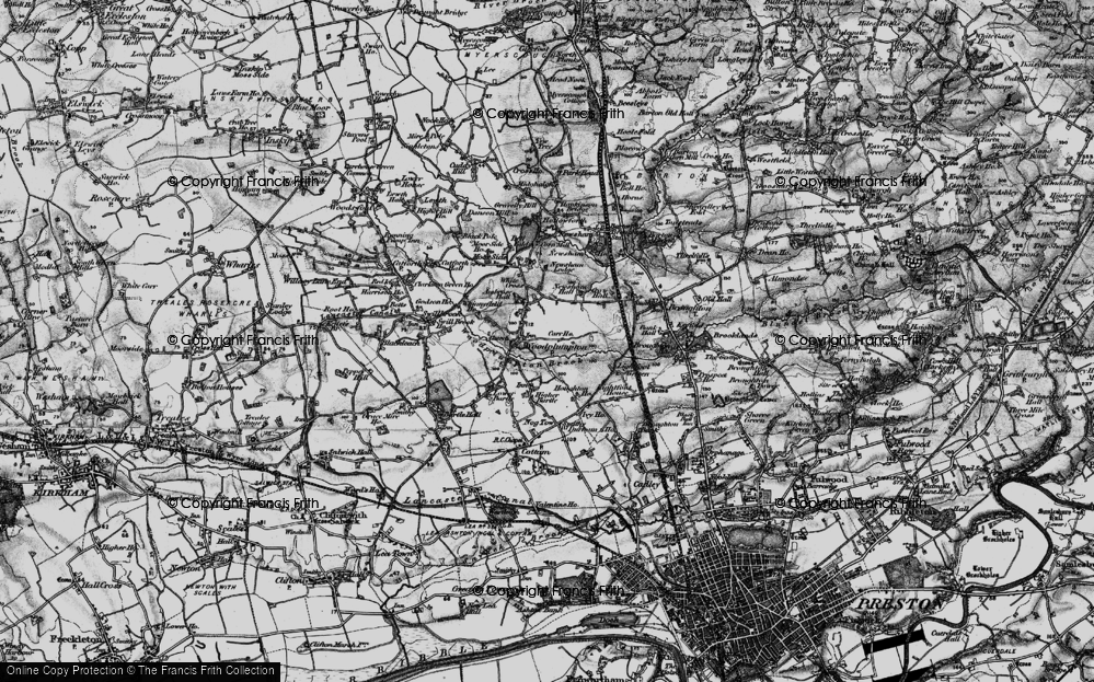 Old Map of Historic Map covering Woodplumpton Brook in 1896
