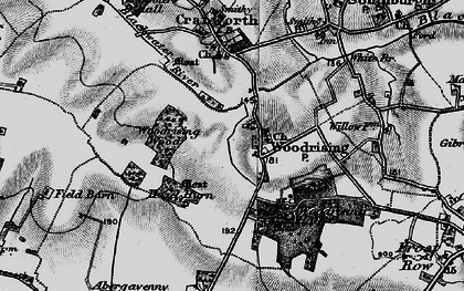 Old map of Woodrising Wood in 1898