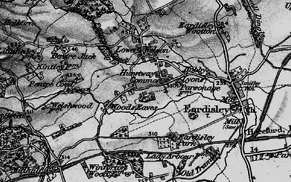 Old map of Woods Eaves in 1896